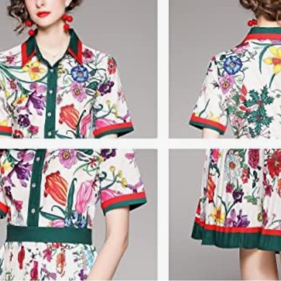 New DALIA MACPHEE SHORT SLEEVE PLEATED FLORAL DRESS - Picture 5 of 14